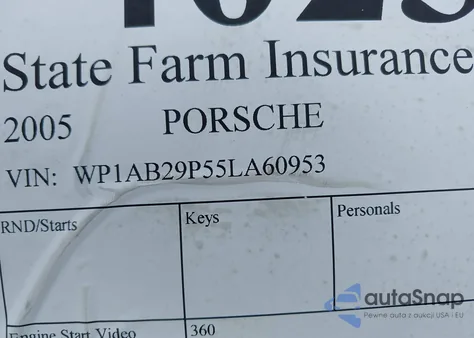 2005 Porsche Cayenne S from USA, damaged, VIN WP1AB29P55LA60953